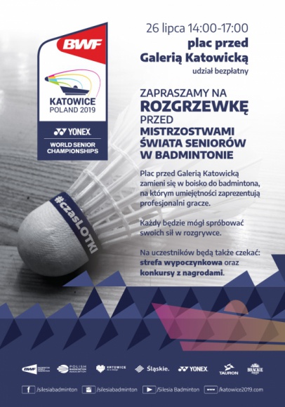 GALERIA KATOWICKA: ROZGRZEWKA PRZED MISTRZOSTWAMI ŚWIATA SENIORÓW W BADMINTONIE