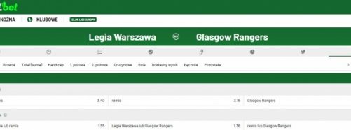 Legia w Lidze Europy? Klienci bukmachera stawiają na Rangersów!