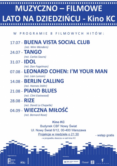 MUZYCZNO-FILMOWE LATO NA DZIEDZIŃCU CBF Film, LIFESTYLE - Już w najbliższą niedzielę (17.07.) na dziedzińcu Centrum Bankowo-Finansowego ?Nowy Świat? w Warszawie rozpocznie się przegląd filmowy ?MUZYCZNO-FILMOWE LATO NA DZIEDZIŃCU?.