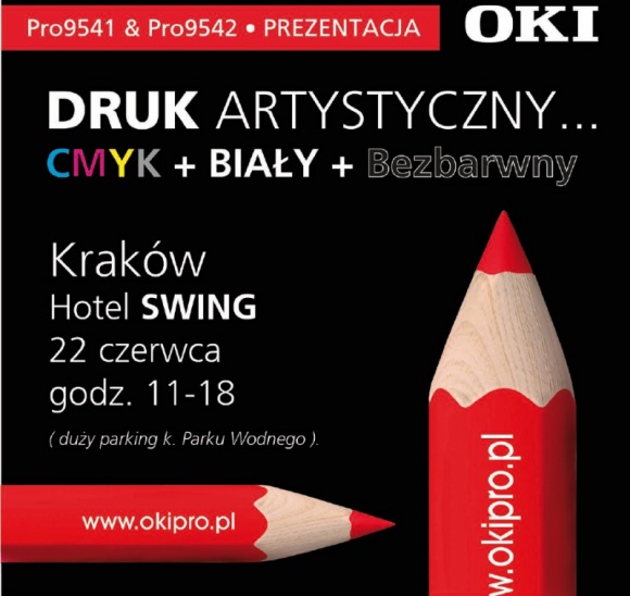 Kolorowe warsztaty druku w Krakowie BIZNES, Media i PR - Już 22 czerwca w Krakowie odbędą się warsztaty ?Druk Artystyczny?, na których zostaną zaprezentowane urządzenia OKI drukujące w 5 kolorach ? CMYK oraz dodatkowo umożliwiające druk w bieli i druk bezbarwny.