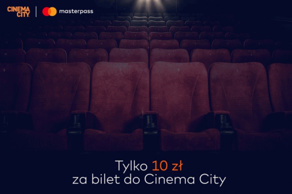 Bilety do Cinema City za 10 zł przy płatności Masterpass? BIZNES, Media i PR - Wystartowała nowa wspólna akcja promocyjna dla klientów Cinema City i Mastercard. W jej ramach za bilet na seans 2D opłacony kartą Mastercard lub Maestro za pomocą portfela cyfrowego Masterpass widzowie zapłacą jedynie 10 zł.