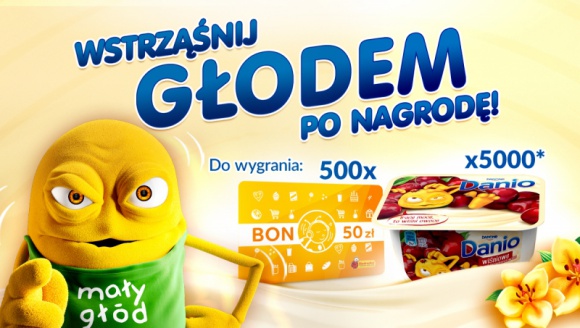 Loteria Wstrząśnij Głodem po nagrodę ? nowa realizacja NAV agency i Mint Media BIZNES, Media i PR - 13 maja wystartowała loteria ?Wstrząśnij Głodem po nagrodę!?, promująca produkty Danio w sieci sklepów Biedronka. Za realizację odpowiadają NAV agency oraz agencja interaktywna Mint Media.