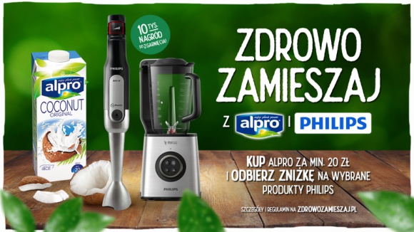 Zdrowo zamieszaj z Alpro i Philips ? nowa realizacja NAV agency i Mint Media BIZNES, Media i PR - Już 16.09.2019 rusza promocja marki Alpro we współpracy z Philips Polska pod hasłem ?Zdrowo zamieszaj z Alpro i Philips?. W promocji klienci mogą odebrać vouchery do wykorzystania na wybrane produkty Philips na philips.pl/sklep.