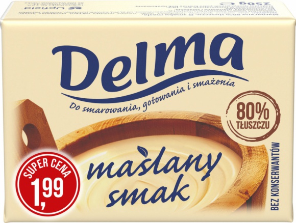 Kampania ?Delma gotowa na wszystko!?, czyli wielki powrót Delmika BIZNES, Media i PR - Delmik ? brand hero marki Delma powraca! Bohatera zobaczymy w nowej kampanii promującej Delmę Maślany smak 80% tłuszczu - ?Delma gotowa na wszystko?. Kampania nawiązuje do uniwersalności produktu i hasła: ?Smaruj, gotuj, smaż!?.