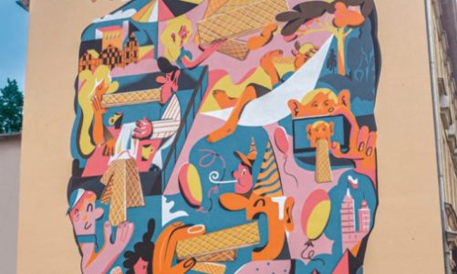 Wafelkowy mural na 25 urodziny Wafli Familijnych