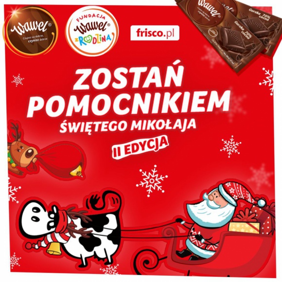 Kolejna edycja świątecznej współpracy Fundacji ?Wawel z Rodziną? z frisco.pl BIZNES, Media i PR - Święta Bożego Narodzenia zbliżają się coraz większymi krokami. To oznacza, że po raz kolejny rusza organizowana przez Wawel i Fundację ?Wawel z Rodziną? ogólnopolska akcja ?Zostań pomocnikiem Św. Mikołaja?.